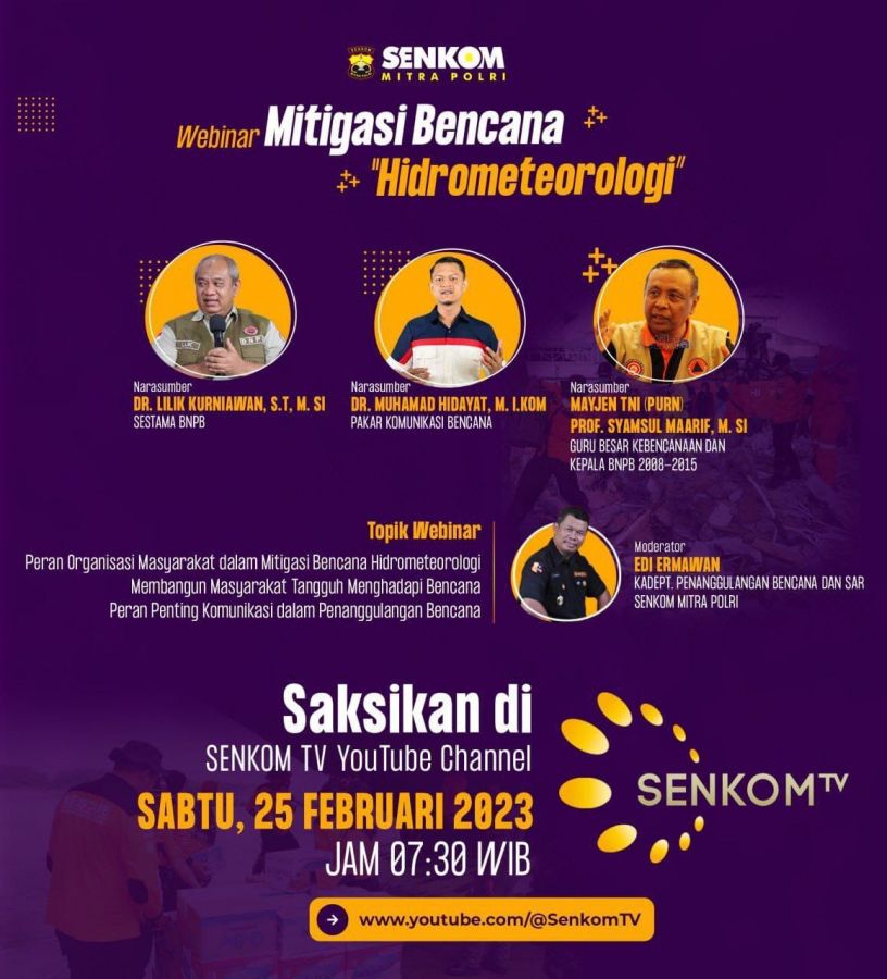 12.000 Anggota Senkom Mitra Polri Ikuti Webinar Mitigasi Bencana dan Hidrometeorologi