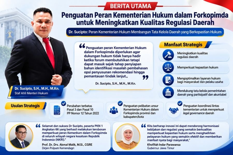 Dr. Sucipto: Penguatan Peran Kemenkum dalam Forkopimda untuk Meningkatkan Kualitas Regulasi Daerah