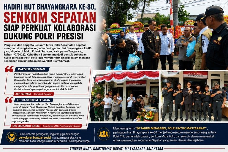 Hadiri HUT Bhayangkara ke-80, Senkom Sepatan Siap Perkuat Kolaborasi Dukung Polri Presisi