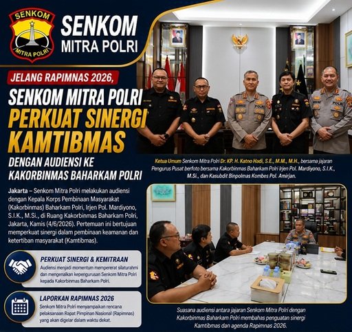 Jelang Rapimnas 2026, Senkom Mitra Polri Perkuat Sinergi Kamtibmas dengan Audiensi Ke Kakorbinmas
