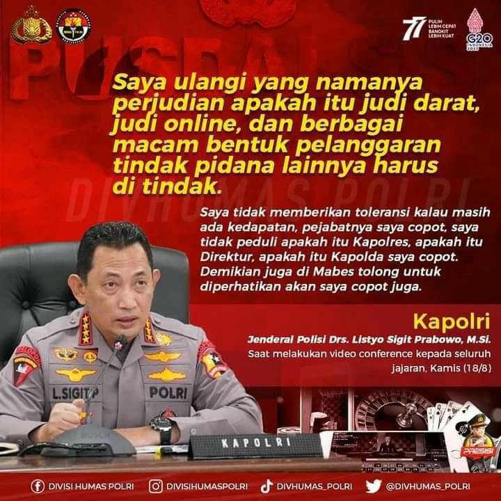 Kapolri: Kepercayaan Publik Turun Akibat Kasus Duren Tiga, Copot Pejabat Polri Terlibat Judi