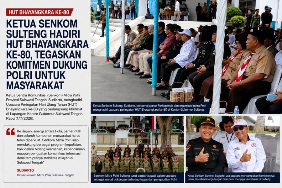 Ketua Senkom Sulteng Hadiri HUT Bhayangkara ke-80, Tegaskan Komitmen Dukung Polri untuk Masyarakat