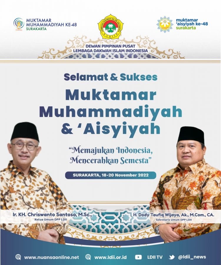 Ketum dan Sekum LDII Ucapkan Selamat Muktamar Ke-48 Muhammadiyah dan Aisyiyah