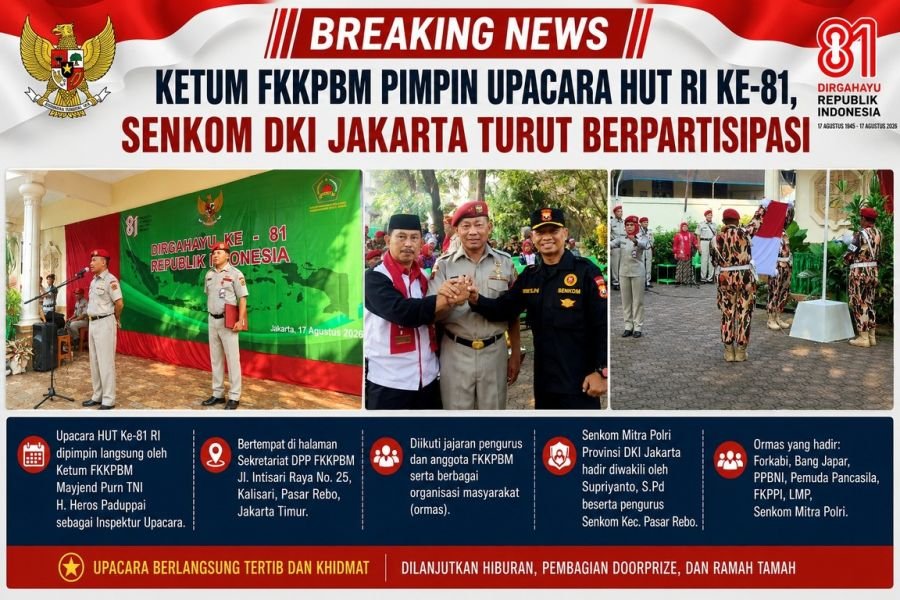 Ketum FKKPBM Pimpin Upacara HUT RI Ke-81, Senkom DKI Jakarta Turut Berpartisipasi