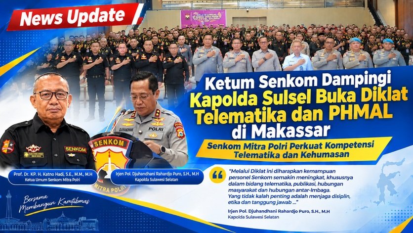 Ketum Senkom Dampingi Kapolda Sulsel Buka Diklat Telematika dan PHMAL di Makassar 