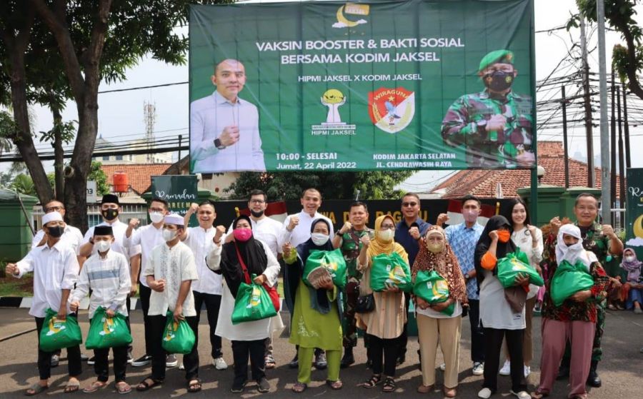 Kodim 0504/JS Bersama HIPMI Jakarta Selatan Gelar Bakti Sosial dan Vaksinasi untuk Masyarakat