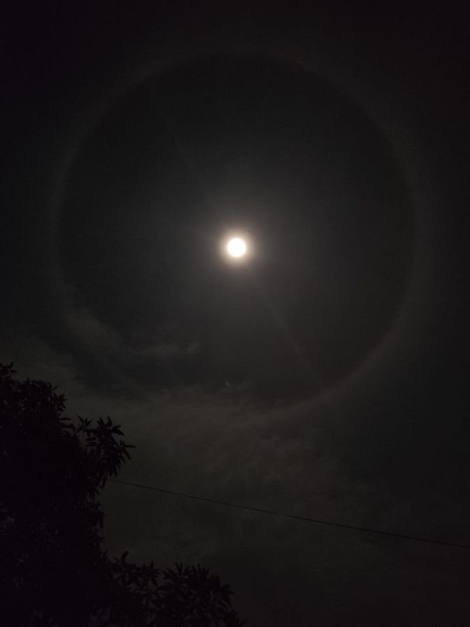 Fenomena Halo Bulan Hebohkan Warga Karang Jati, Langit Malam Dihiasi Cincin Cahaya