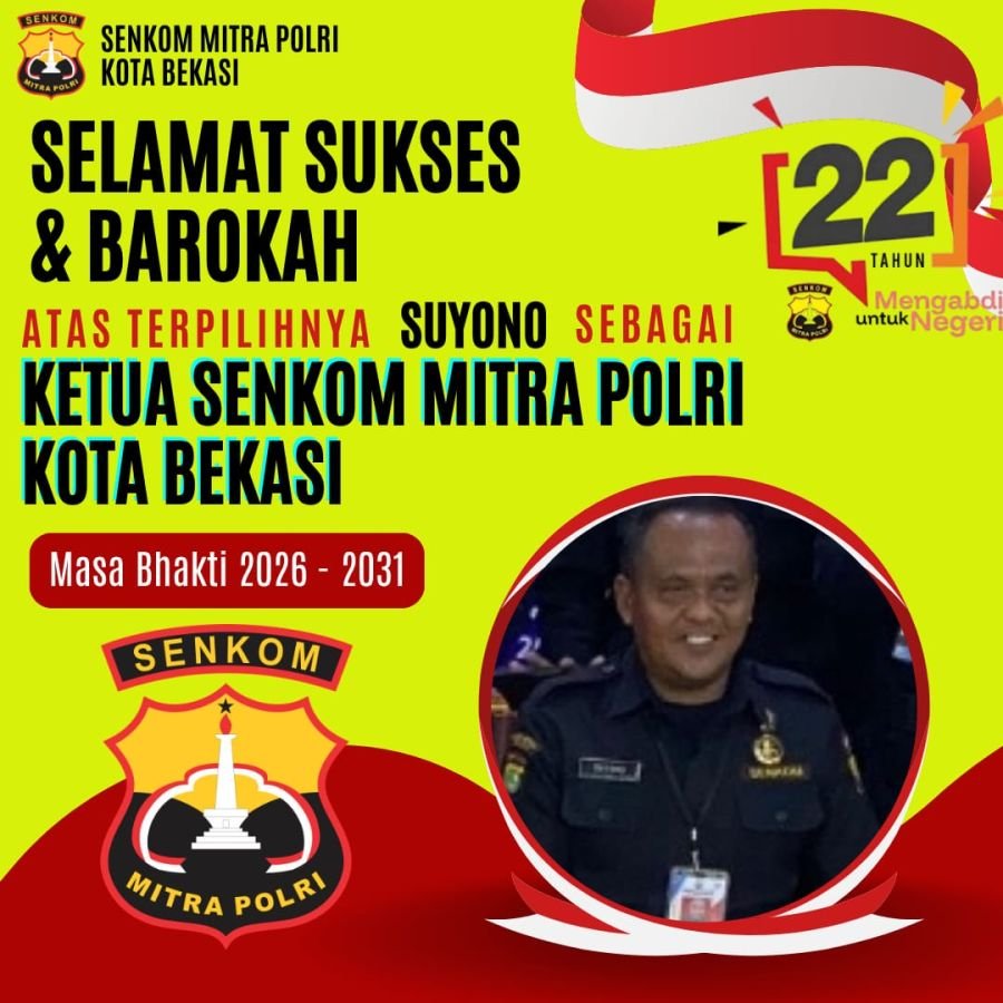 Muskot IV Senkom Mitra Polri Kota Bekasi, Suyono Kembali Terpilih Pimpin Periode 2026–2031