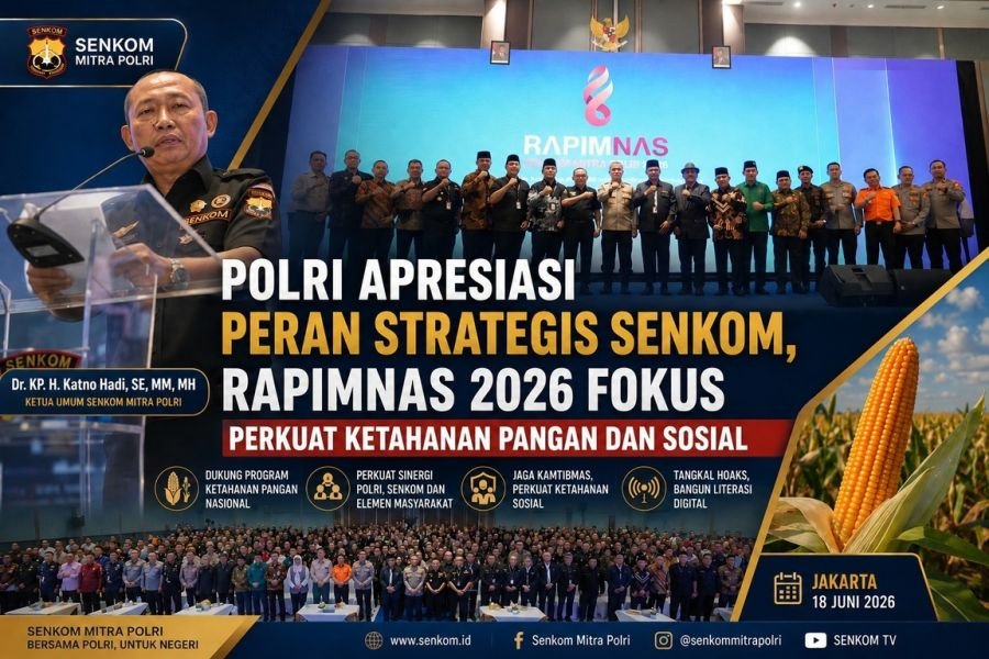 Polri Apresiasi Peran Strategis Senkom, Rapimnas 2026 Fokus Perkuat Ketahanan Pangan dan Sosial