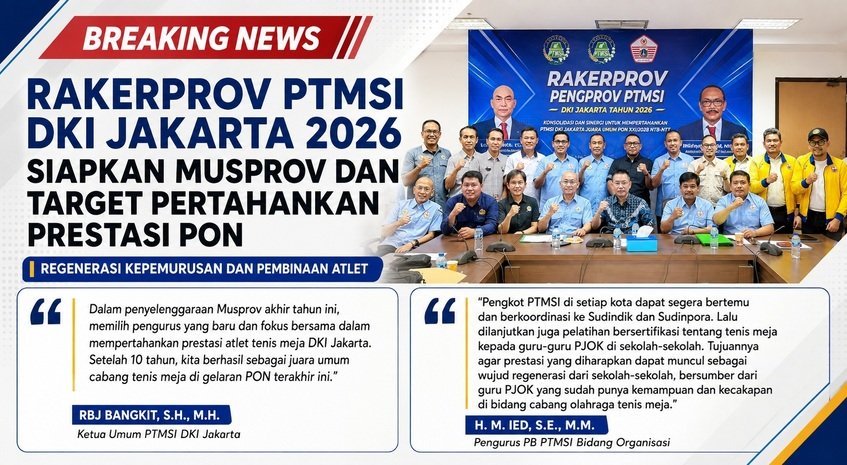 Rakerprov PTMSI DKI Jakarta 2026 Siapkan Musprov dan Target Pertahankan Prestasi PON