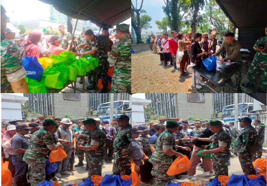 Ribuan Paket Sembako Dibagikan Pasca Upacara HUT TNI Ke-78 di Monas