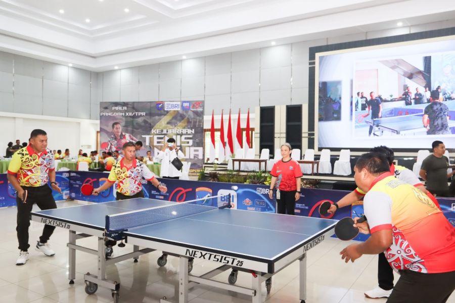 Semarak HUT ke-66 Kodam XII/Tpr Diwarnai Kejuaraan Tenis Meja Piala Pangdam