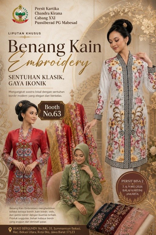 Tampil Memikat di Persit Bisa 2, Benang Kain Embroidery Angkat Wastra Lokal Berkelas