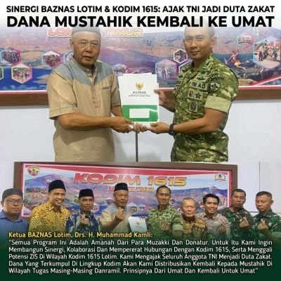 BAZNAS Lotim dan Kodim 1615 Teken MoU, Perkuat ZIS untuk Wujudkan Lombok Timur SMART