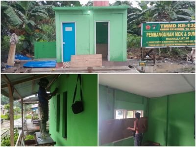 Pekerjaan TMMD Ke-130 Kodim Inhil di Kuala Lemang Makin Solid, RTLH dan MCK Masuk Tahap Finishing